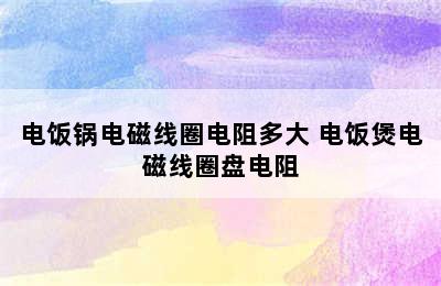 电饭锅电磁线圈电阻多大 电饭煲电磁线圈盘电阻